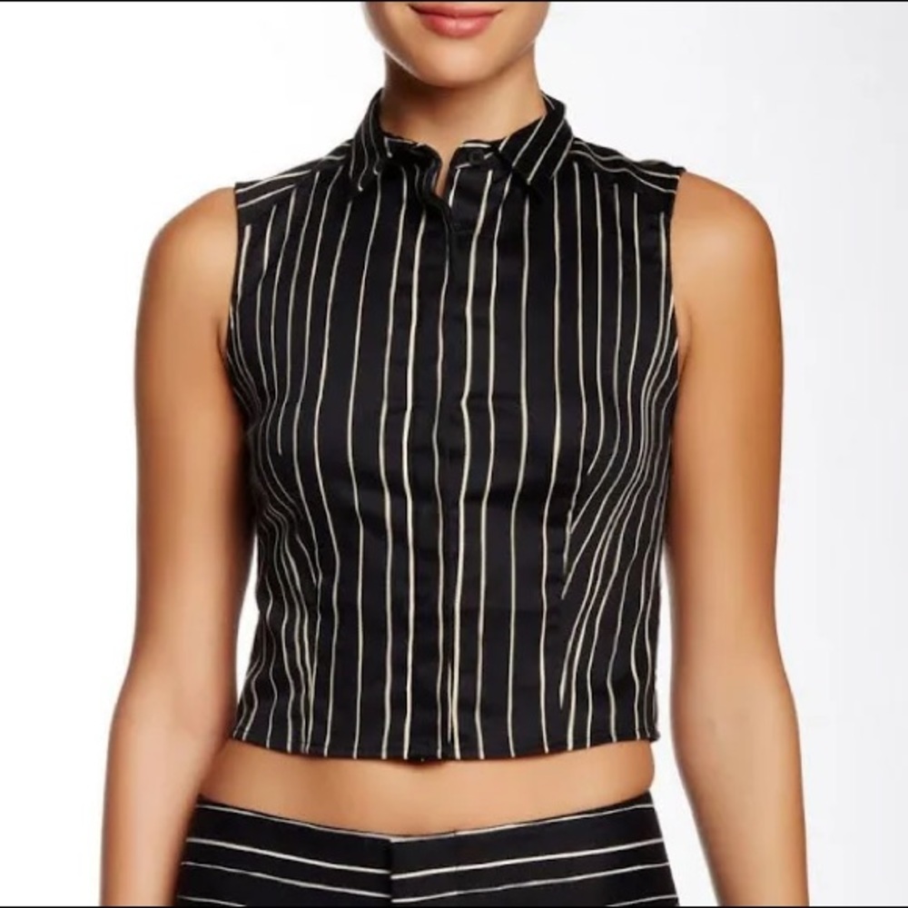 Alice + Olivia Striped Sleeveless Crop Top